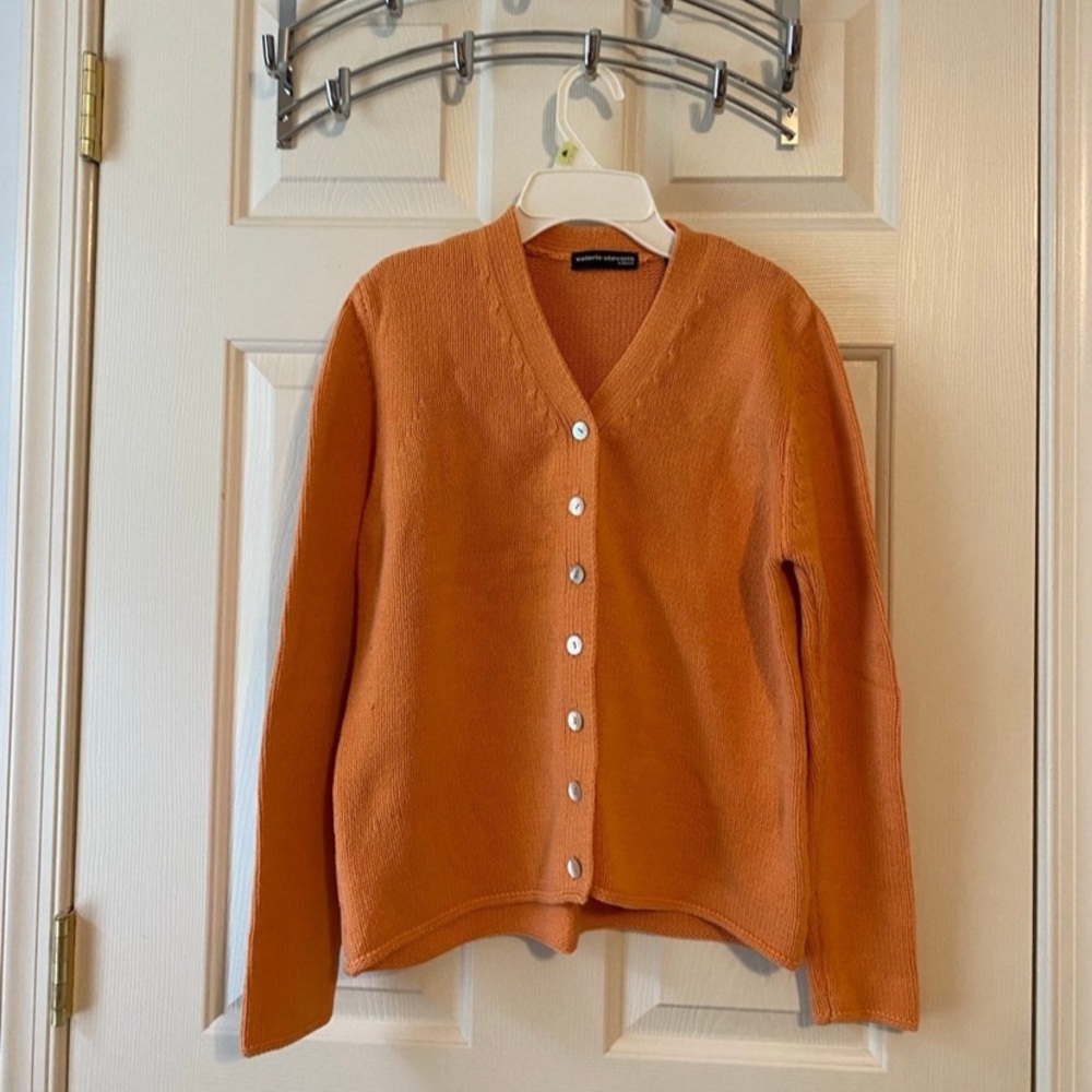 Valerie Stevens Orange Button-Up Cardigan